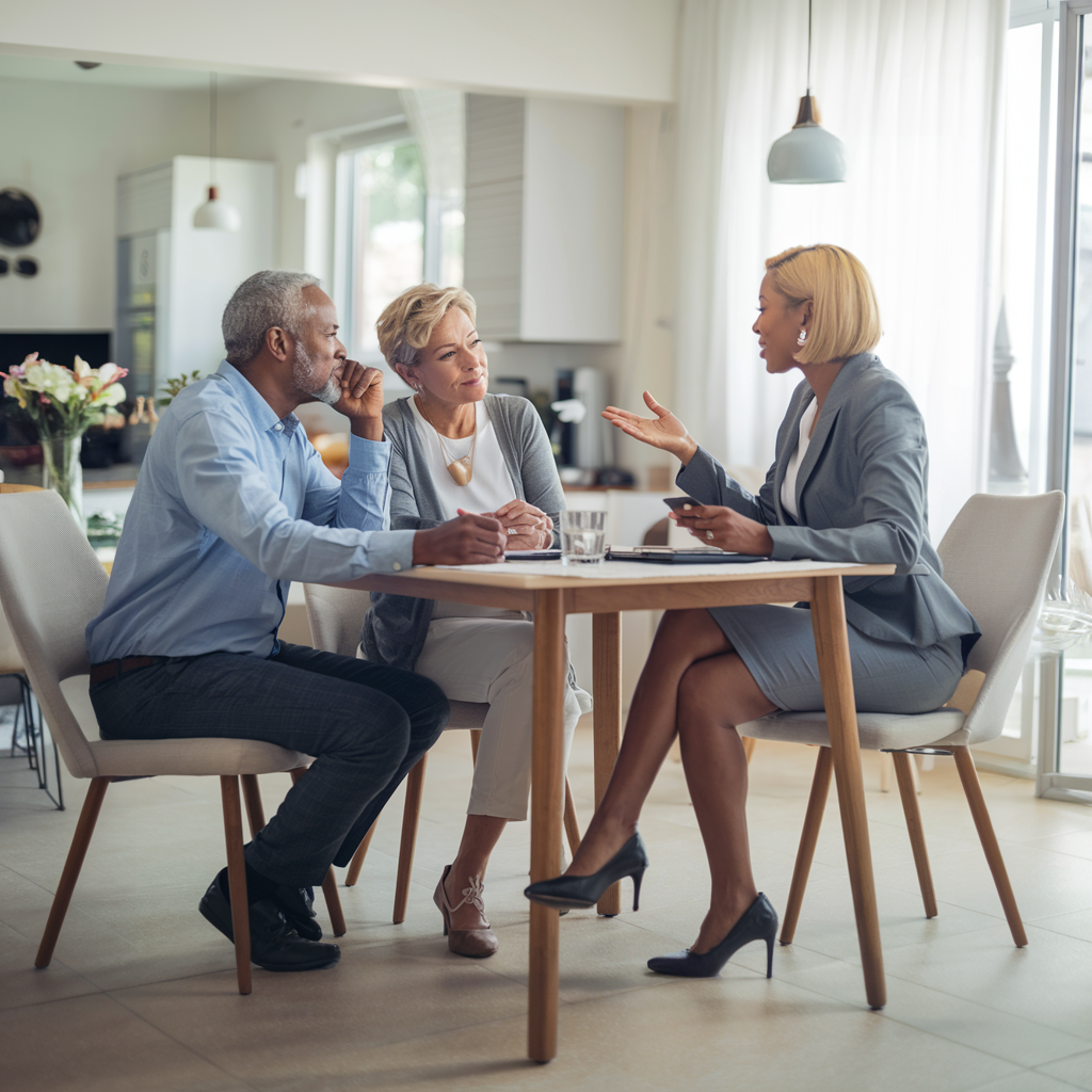 Reverse mortgage specialist providing mortgage literacy and education guidance to a retirees